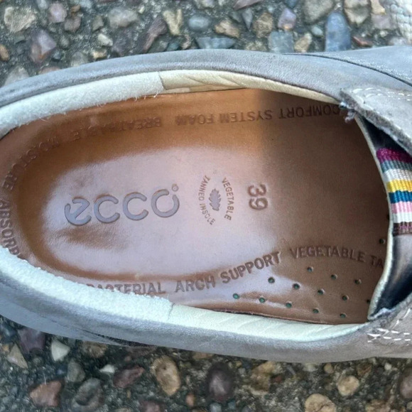 Ecco Pewter Nubuck Suede Leather Casual Sneakers Size 39 - Picture 3 of 8